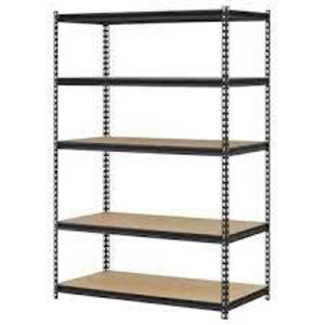 DESCRIPTION: (1) STORAGE RACKBRAND/MODEL: EDSAL #UR245P-BLKINFORMATION: BLACKSIZE: 5 TIER, 24" X 48" X 72"RETAIL$: $129.99 EAQTY: 1