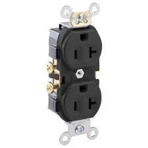 DESCRIPTION: (12) SELF GROUND DOUBLE OUTLET RECEPTACLE BRAND/MODEL: LEVITON #CR20-E INFORMATION: BLACK SIZE: 2-P, 3-W RETAIL$: $7.67 EA QTY: 12