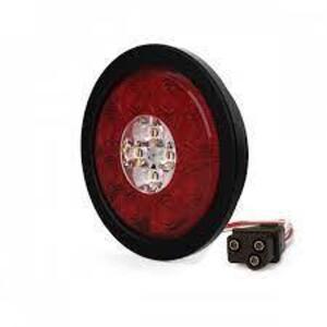 DESCRIPTION: (2) STOP, TAIL TURN REVERSE AND WARNING LIGHT COMBO BRAND/MODEL: ECCO #ED3040AW INFORMATION: RED, ROUND RETAIL$: $79.84 EA QTY: 2