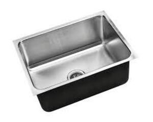 DESCRIPTION: (1) SINGLE BOWL UNDERMOUNT SINK BRAND/MODEL: JUST MANUFACTURING INFORMATION: STAINLESS STEEL SIZE: 18 GAUGE RETAIL$: $239.99 EA QTY: 1