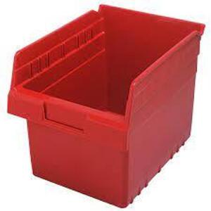 DESCRIPTION: (8) SHELF BINS BRAND/MODEL: QUANTUM STORAGE #SQB807 INFORMATION: RED RETAIL$: $146.57 TOTAL QTY: 8