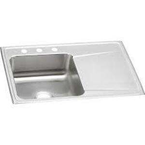 DESCRIPTION: (1) DROP IN SINGLE BOWL WITH DRAIN BOARD SINK BRAND/MODEL: ELKAY INFORMATION: STAINLESS STEEL RETAIL$: $1485.00 EA QTY: 1