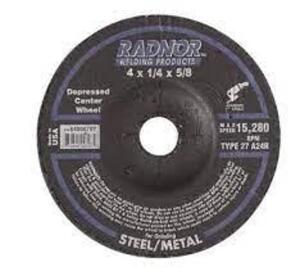 DESCRIPTION: (1) CASE OF (20) DEPRESSED CENTER GRINDING WHEELS BRAND/MODEL: RADNOR #64000703 INFORMATION: ALUMINUM OXIDE SIZE: 4-1/2 X 1/4 X 7/8 RETAI