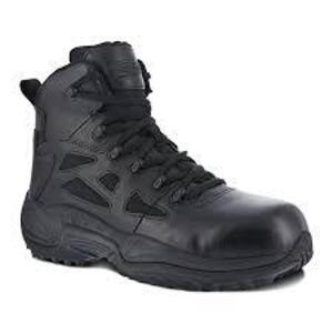 DESCRIPTION: (1) PAIR OF COMPOSITE TOE WORK BOOT BRAND/MODEL: REEBOK #RB8674 INFORMATION: BLACK SIZE: SIZE 10W RETAIL$: $144.95 EA QTY: 1