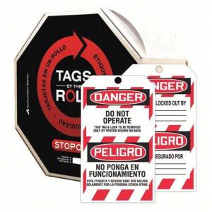 DESCRIPTION: (2) ROLLS OF (100) TAGS BRAND/MODEL: TAGS BY THE ROLL #TAR460 INFORMATION: DANGER DO NOT OPERATE RETAIL$: $46.47 EA QTY: 2