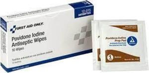 DESCRIPTION: (10) POVIDONE-IODINE BRAND/MODEL: FIRST AID ONLY SIZE: 10 PADS PER BOX RETAIL$: $2.31 EA QTY: 10