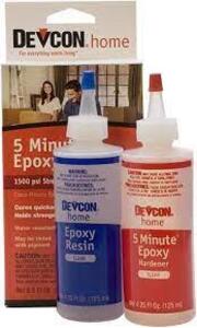 DESCRIPTION: (2) 5 MIN EPOXY BRAND/MODEL: DEVCON SIZE: 8.5 FL OZ RETAIL$: $20.00 EA QTY: 2