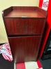 DESCRIPTION: LAMINATE WOOD TRASH CAN ENCLOSURE W/ TRAY RETURN TOP LOCATION: FRONT QTY: 1