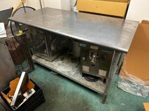 DESCRIPTION: 60" X 30" STAINLESS TABLE W/ UNDER SHELF. ADDITIONAL INFORMATION NO CONTENTS SIZE 60" X 30" LOCATION: OFFICE QTY: 1