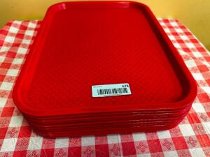 DESCRIPTION: (8) RED PLASTIC FOOD TRAYS LOCATION: FRONT THIS LOT IS: SOLD BY THE PIECE QTY: 8