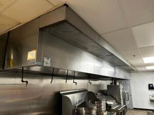 22' TYPE 1 STAINLESS EXHAUST HOOD SYSTEM WITH FIRE SUPPRESSION SYSTEM, MAKE UP AIR, AND (2) EXHAUST FANS.