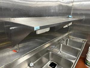 8' X 18" STAINLESS WALL SHELF.