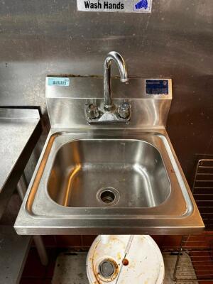 DESCRIPTION: WALL MOUNTED STAINLESS HAND SINK ADDITIONAL INFORMATION W/ TOWEL DISPENSER LOCATION: KITCHEN QTY: 1