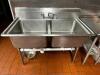 DESCRIPTION: 54" TWO WELL STAINLESS PREP SINK W/ SINGLE FAUCET. SIZE 54" LOCATION: KITCHEN QTY: 1