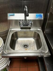 DESCRIPTION: WALL MOUNTED STAINLESS HAND SINK ADDITIONAL INFORMATION W/ TOWEL DISPENSER LOCATION: KITCHEN QTY: 1