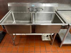 DESCRIPTION: 54" TWO WELL STAINLESS PREP SINK W/ SINGLE FAUCET. SIZE 54" LOCATION: KITCHEN QTY: 1