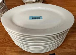 DESCRIPTION: (15) 14" CHINA PLATTERS SIZE 14" LOCATION: MAIN SEATING THIS LOT IS: SOLD BY THE PIECE QTY: 15