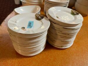 DESCRIPTION: (48) 9" PLASTIC BUFFET PLATES. LOCATION: MAIN SEATING THIS LOT IS: ONE MONEY QTY: 1