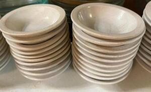 DESCRIPTION: (50) 5" CHINA SAUCE BOWLS SIZE 5" LOCATION: MAIN SEATING THIS LOT IS: SOLD BY THE PIECE QTY: 50