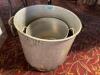 DESCRIPTION: (2) ASSORTED ALUMINUM STOCK POTS. LOCATION: MAIN SEATING THIS LOT IS: ONE MONEY QTY: 1