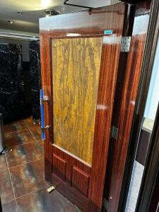 DESCRIPTION: 80" X 36" HARDWOOD DOOR W/ CENTER WINDOW ADDITIONAL INFORMATION FRAME IS INCLUDED. TOOLS AND LABOR REQUIRED FOR REMOVAL SIZE 80" X 30" LO