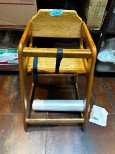 DESCRIPTION: WOODEN HIGH CHAIR LOCATION: BEVERAGE STATION QTY: 1