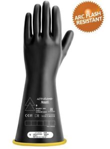 DESCRIPTION: (1) PAIR OF RUBBER INSULATED GLOVES BRAND/MODEL: ACTIVARMR INFORMATION: BLACK AND YELLOW SIZE: 8.5, 14" RETAIL$: $34.31 EA QTY: 1