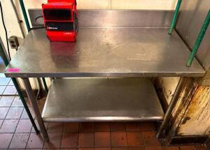 DESCRIPTION: 48" STAINLESS STEEL TABLE WITH WELDED STAINLESS UNDERSHELF SIZE: 48"X24"X30" LOCATION: KITCHEN QTY: 1