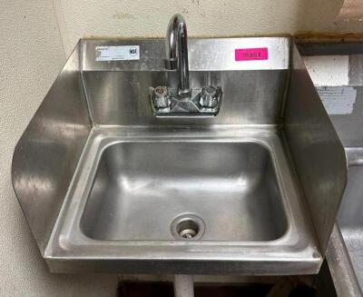 DESCRIPTION: WALL MOUNT HAND SINK WITH SIDE SPLASH LOCATION: KITCHEN QTY: 1