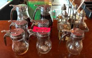 DESCRIPTION: ASSORTED GLASS DISPENSERS AS SHOWN LOCATION: BAR QTY: 1