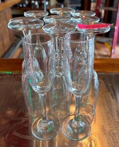 DESCRIPTION: (11) CHAMPAGNE FLUTES LOCATION: BAR QTY: 11