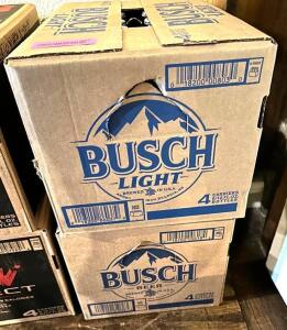 DESCRIPTION: (1) CASE BUSCH LIGHT & (1) CASE BUSCH INFORMATION: 48 TOTAL BOTTLES LOCATION: MAIN DINING QTY: 2