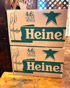 DESCRIPTION: (2) 24 PACK CASES OF HEINEKEN INFORMATION: 48 TOTAL BOTTLES LOCATION: MAIN DINING QTY: 2