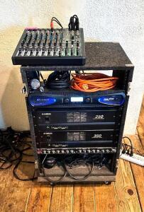 DESCRIPTION: LOT OF AUDIO EQUIPMENT INFORMATION: SEE PICTURES FOR MODELS LOCATION: STAGE QTY: 1