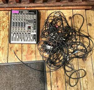 DESCRIPTION: PROFESSIONAL MIXER AND CABLES BRAND/MODEL: PRO FX8 LOCATION: STAGE QTY: 1