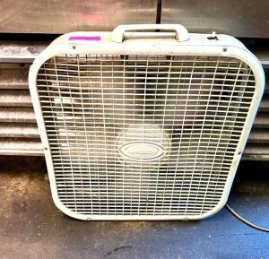 DESCRIPTION: LASKO BOX FAN INFORMATION: MISSING KNOB, WORKS LOCATION: KITCHEN QTY: 1