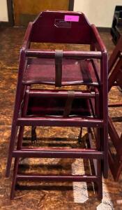 DESCRIPTION: (2) WOODEN HIGH CHAIRS LOCATION: MAIN DINING QTY: 2