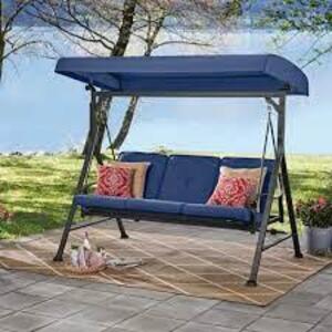 DESCRIPTION: (1) 3-PERSON DAYBED SWING BRAND/MODEL: MAINSTAYS INFORMATION: BLUE RETAIL$: $399.99 EA QTY: 1