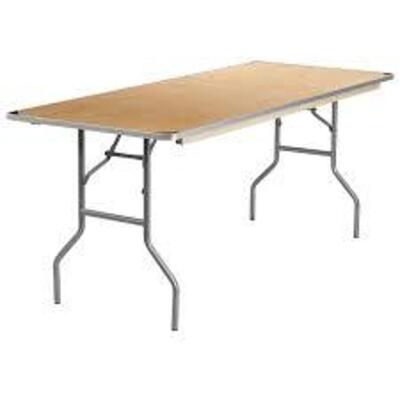 DESCRIPTION: (1) RECTANGULAR FOLDING BANQUET TABLE BRAND/MODEL: FLASH FURNITURE #XA-3072-BIRCH-M-GG INFORMATION: BIRCHWOOD SIZE: 30" X 72" RETAIL$: $1