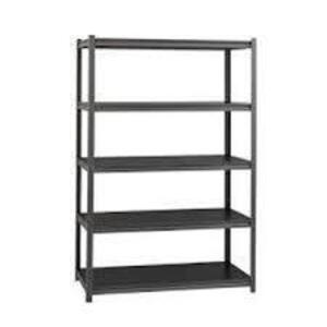 DESCRIPTION: (1) RIVETED STEEL SHELVING UNIT BRAND/MODEL: SPACE SOLUTIONS #20997 INFORMATION: GUNMETAL GRAY SIZE: 72X48X18 RETAIL$: $241.99 EA QTY: 1