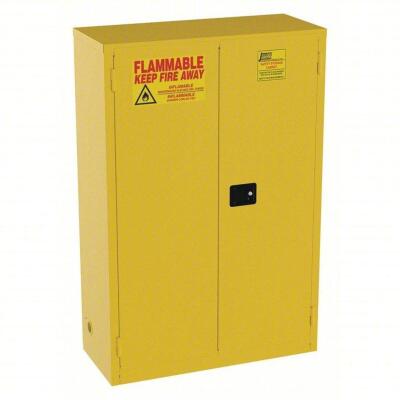 DESCRIPTION: (1) FLAMMABLE LIQUID SAFETY CABINET BRAND/MODEL: JAMCO #515X96 INFORMATION: YELLOW SIZE: 5 GAL, 43 IN X 18 IN X 65 IN RETAIL$: $1388.14 E