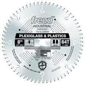 DESCRIPTION: (1) PLEXIGLASS AND PLASTIC SAW BLADE BRAND/MODEL: FREUD #LU94M008 INFORMATION: 64 TEETH SIZE: 8" RETAIL$: $52.80 EA QTY: 1