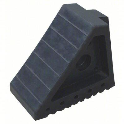 DESCRIPTION: (4) WHEEL CHOCK BRAND/MODEL: PRODUCT NUMBER #22XW85 INFORMATION: BLACK, RUBBER SIZE: 4 IN WD, 6 IN HT, 7 5/8 IN DP, RUBBER, GROOVED RETAI