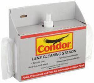 DESCRIPTION: (6) DISPOSABLE LENS CLEANING STATION BRAND/MODEL: CONDOR #44X057 INFORMATION: SPRAY BOTTLE WITH WIPES RETAIL$: $21.43 EA QTY: 6