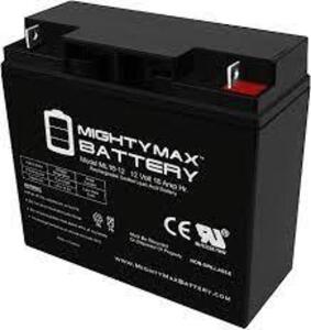 DESCRIPTION: (2) BATTERY REPLACEMENTS BRAND/MODEL: MIGHTY MAX BATTERY #ML18-12 INFORMATION: BLACK SIZE: 225X159X249 MM RETAIL$: $74.99 EA QTY: 2