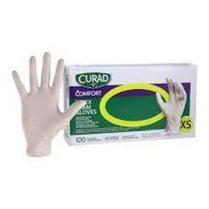 DESCRIPTION: (10) BOXES OF (100) COMFORT LATEX GLOVES BRAND/MODEL: CURAD #CUR8103 INFORMATION: WHITE SIZE: EXTRA SMALL RETAIL$: $12.79 PER BOX QTY: 10