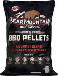 DESCRIPTION: (2) BAGS OF BBQ PELLETS BRAND/MODEL: BEARMOUNTAIN INFORMATION: GOURMET BLEND, SWEET SMOKY FLAVOR SIZE: 20 LBS RETAIL$: $13.98 EA QTY: 2