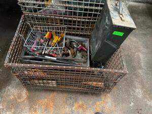 WIRE BIN AND CONTENTS - ASSORTED HAND TOOLS