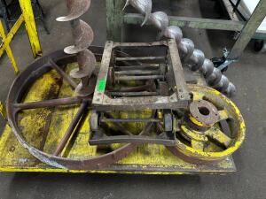 CONTENTS OF CART - (2) AUGER BITS AND ASSORTED METAL HARDWARE.