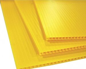 DESCRIPTION: (2) SHEETS OF 10 MIL THICK CORRUGATED PLASTIC SIGN BOARDINFORMATION: YELLOWSIZE: 10mm x 4' X 8'RETAIL$: $300.00 EAQTY: 2